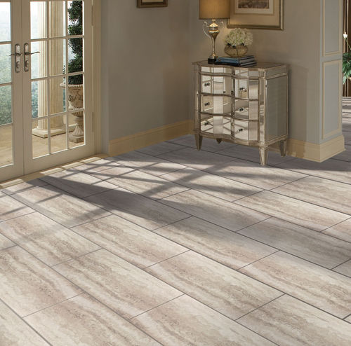 Pavimento in PVC - PEEL & STICK : OYSTER TRAVERTINE - Novalis International - residenziale / per il settore terziario / a quadrotte