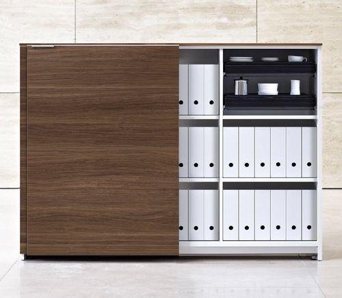 Armadio classificatore basso - M9 - Vario - alto / impiallacciato in legno / con porta scorrevole