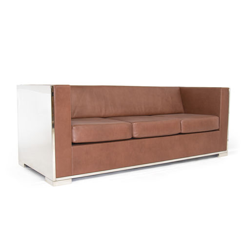 Divano contemporaneo - GLOSSY  - piet hein eek - in pelle / marrone / in ottone nichelato