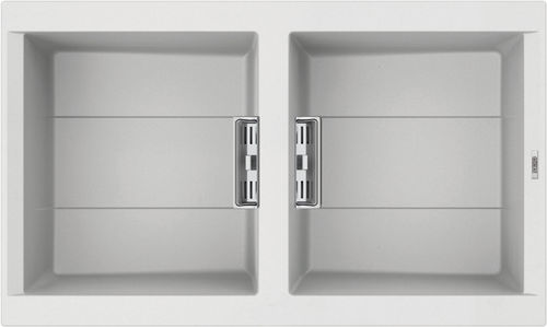 Lavello a 2 vasche - SMART 450 - ELLECI - senza gocciolatoio / in composito / da incasso