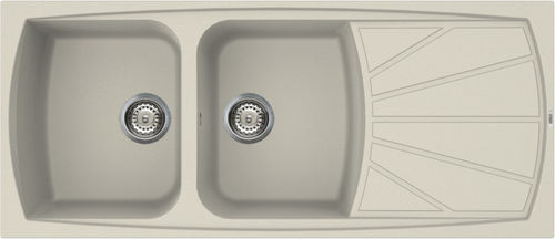 Lavello a 2 vasche - LIVING 500 - ELLECI - con gocciolatoio / in composito / da incasso