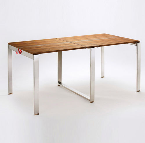 Tavolo contemporaneo - QUI PACK - Nautinox Living - in teak / rettangolare / pieghevole