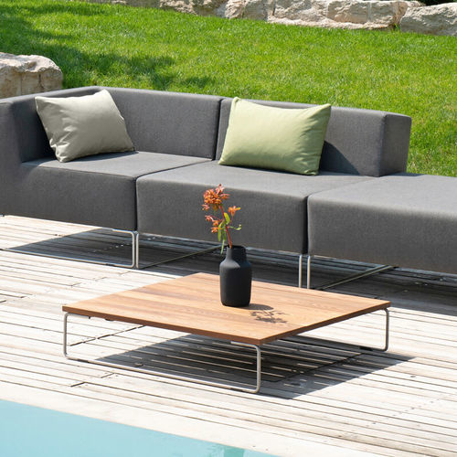 Tavolino basso contemporaneo - ISY - april furniture - in frassino / in acciaio inossidabile / con supporto in acciaio inossidabile