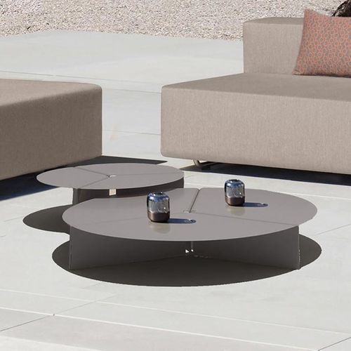 Tavolino basso contemporaneo - PEACE - april furniture - in metallo / con supporto in metallo / rotondo