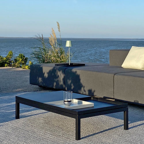 Tavolino basso contemporaneo - TRUE - april furniture - in acciaio inossidabile / con supporto in acciaio inossidabile / rettangolare