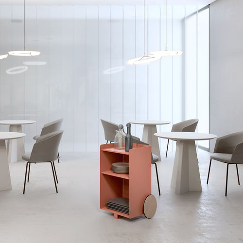 Tavolo d'appoggio contemporaneo - BEN - Systemtronic - in acciaio verniciato / con supporto in quercia / rettangolare