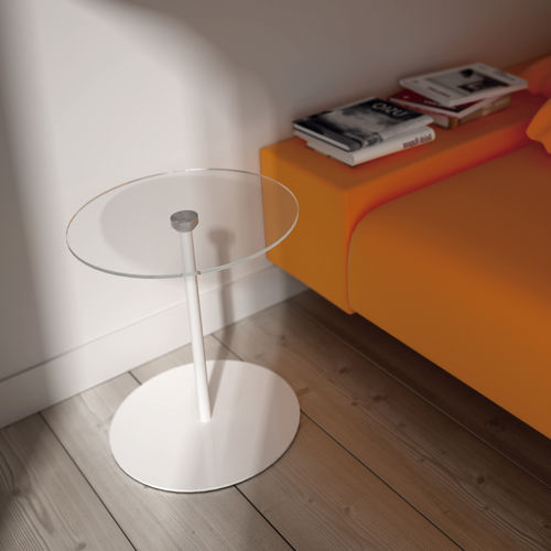 Tavolo d'appoggio contemporaneo - MILL - Systemtronic - in MDF laccato / in vetro temprato / con supporto in acciaio