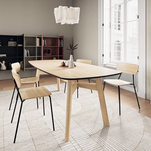 Tavolo da pranzo design scandinavo - Gem - Sculptures Jeux - impiallacciato in legno / in quercia naturale / in laminato