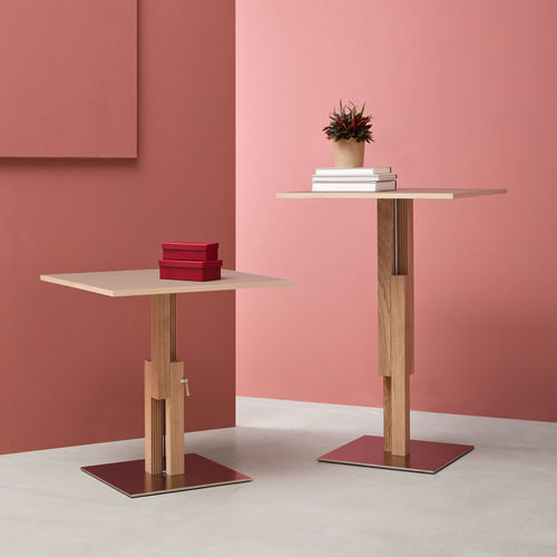 Tavolo da bistrot contemporaneo - BST7070E S16 E04 - Sculptures Jeux - in laminato / in rovere / con supporto in acciaio inossidabile