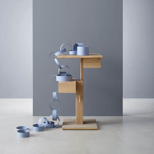 Comodino design scandinavo - Nuit - Sculptures Jeux - in rovere / in laminato / con supporto in quercia