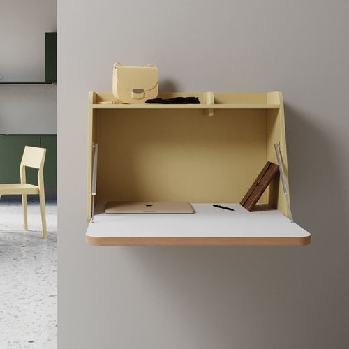 Scrittoio design scandinavo - WORKIN MINI - Sculptures Jeux - in rovere / impiallacciato in legno / con vano contenitore