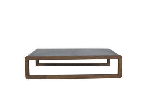 Tavolino basso contemporaneo - DUAL - Il Giardino di Legno - in teak / in vetro / rettangolare