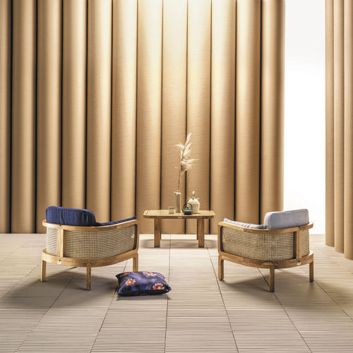 Poltrona contemporanea - Dual - Il Giardino di Legno - in tessuto / in teak / in rattan