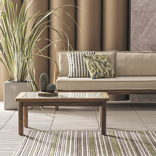 Tavolino basso contemporaneo - Dual - Il Giardino di Legno - in vetro / in rattan / con supporto in teak