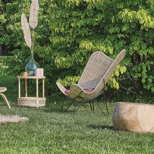 Poltrona contemporanea - Remix  - Il Giardino di Legno - in tessuto / in rattan / con cuscino rimovibile