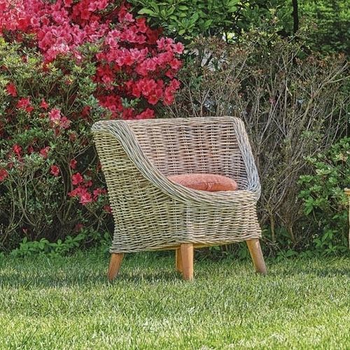 Poltrona contemporanea - Tara - Il Giardino di Legno - in tessuto / in rattan / con cuscino rimovibile