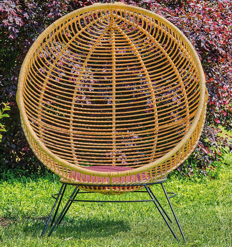 Poltrona contemporanea - Alice  - Il Giardino di Legno - in tessuto / in rattan / con cuscino rimovibile