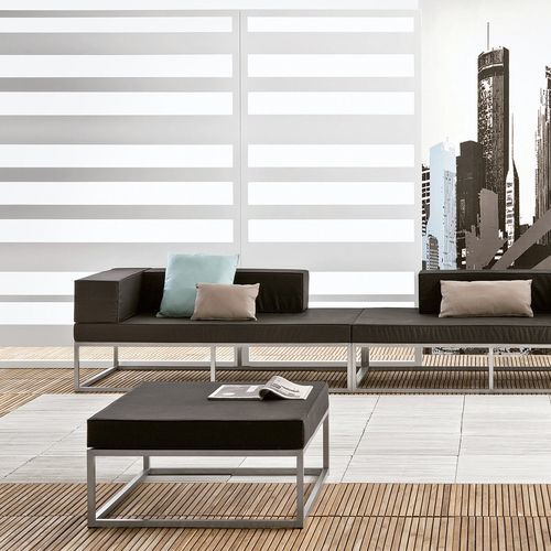 Ottomana contemporanea - Manhattan - Il Giardino di Legno - in tessuto / in acciaio inossidabile spazzolato / quadrata