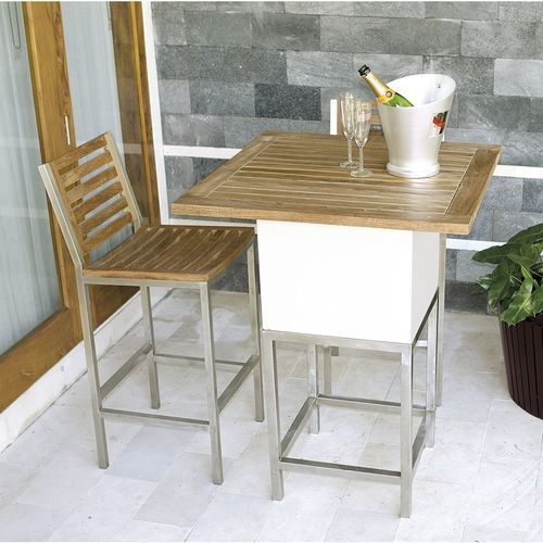 Sedia alta contemporanea - Berbeda - Il Giardino di Legno - da esterno / in teak / con supporto in acciaio inossidabile