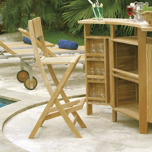 Sedia alta contemporanea - Moon - Il Giardino di Legno - da esterno / in teak / con supporto in teak