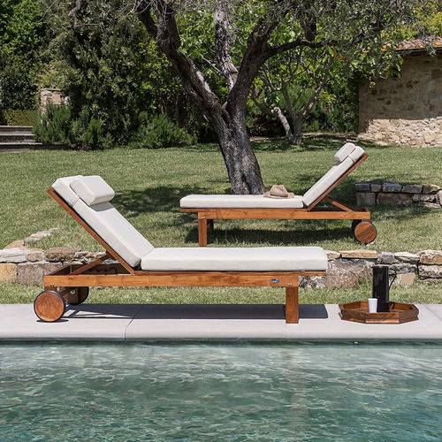 Lettino prendisole contemporaneo - Georgetown - Il Giardino di Legno - in tessuto / in teak / in teak