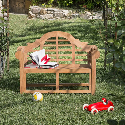 Panca contemporanea - Vittoria Jr. - Il Giardino di Legno - in teak / con schienale / con braccioli