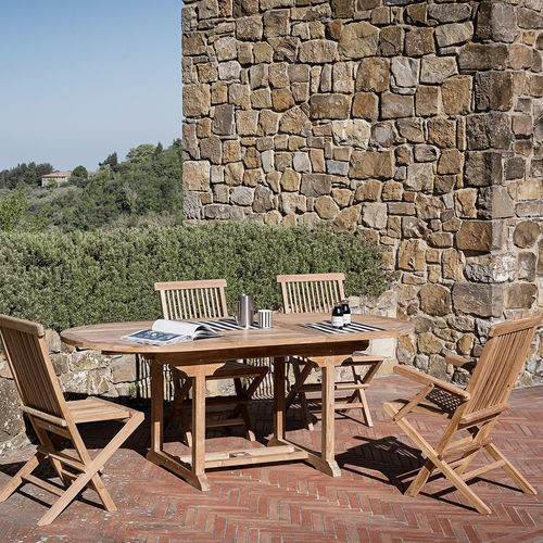 Tavolo da pranzo classico - Ulisse – Classica - Il Giardino di Legno - in teak / con supporto in teak / ovale
