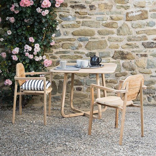 Tavolo da pranzo contemporaneo - Pebbles - Il Giardino di Legno - in teak / con supporto in teak / quadrato