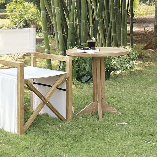 Tavolo da bistrot contemporaneo - Macao - Il Giardino di Legno - in teak / con supporto in teak / rotondo