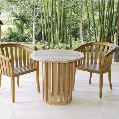 Tavolo da pranzo contemporaneo - Georgetown - Il Giardino di Legno - in teak / con supporto in teak / rotondo