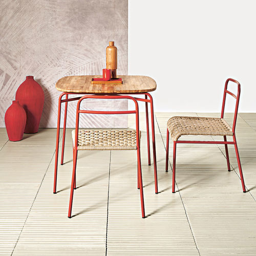 Tavolo da pranzo contemporaneo - Famiglia - Il Giardino di Legno - in teak / con supporto in metallo / quadrato