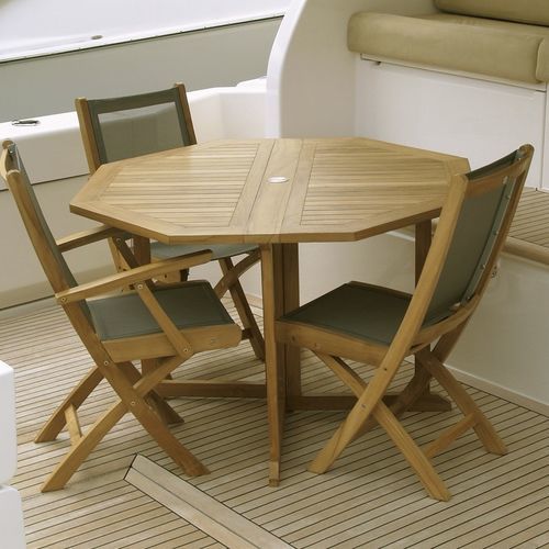 Tavolo da pranzo contemporaneo - Savana - Il Giardino di Legno - in teak / con supporto in teak / ottagonale