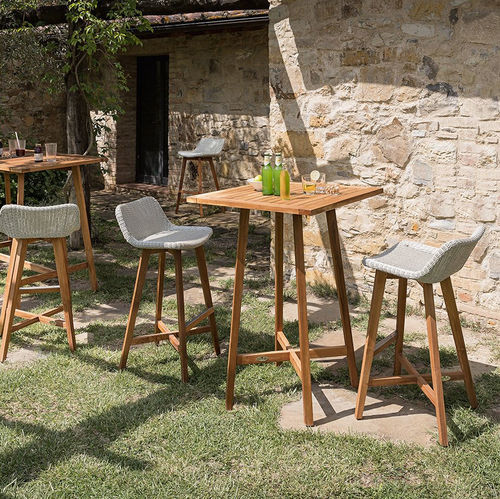 Tavolo alto classico - Gipsy - Il Giardino di Legno - in teak / con supporto in teak / rettangolare
