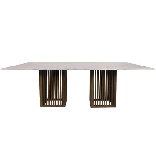 Tavolo da pranzo contemporaneo - Code - Il Giardino di Legno - in marmo / con supporto in teak / rettangolare