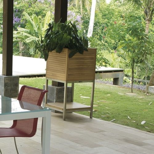 Vaso da giardino in teak - ACCP5813 - Il Giardino di Legno - quadrato / in altezza / per uso residenziale