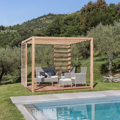 Gazebo in teak - Saint Tropez - Il Giardino di Legno - tetto in legno / con struttura in legno