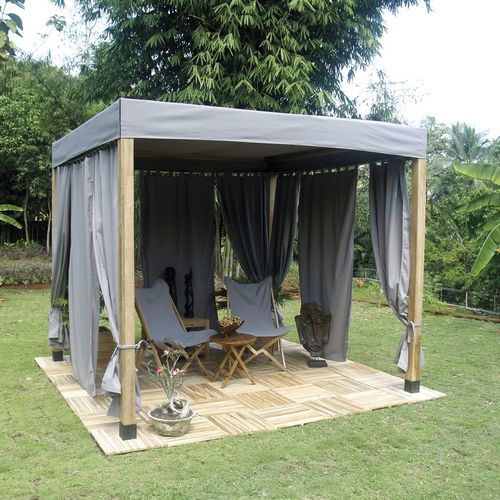 Gazebo in teak - Venezia - Il Giardino di Legno - tetto in tela / con struttura in legno