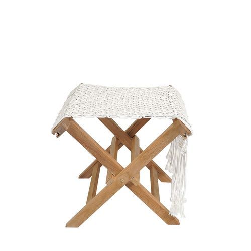 Poggiapiedi contemporaneo - Macramè - Il Giardino di Legno - in teak / in corda / da esterno