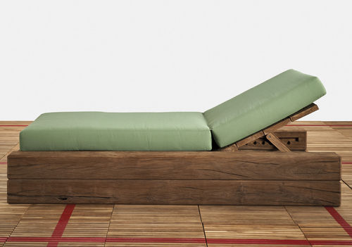 Chaise longue contemporanea - Stratos - Il Giardino di Legno - in tessuto / in teak / 1 posto