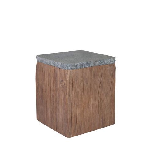 Tavolo d'appoggio contemporaneo - Stratos - Il Giardino di Legno - in pietra / con supporto in teak / quadrato