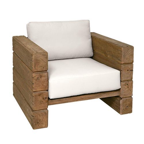 Poltrona contemporanea - Stratos - Il Giardino di Legno - in tessuto / in teak / con cuscino rimovibile