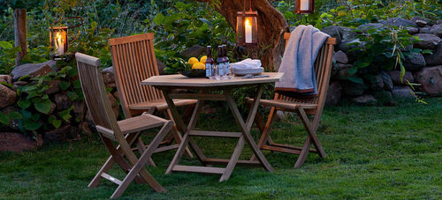 Sedia da giardino contemporanea - VIKEN - Skargaarden - in noce / per uso residenziale / senza braccioli