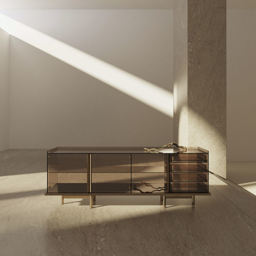 Credenza contemporanea - CLARITY - Ginger & Jagger - in metallo / in vetro / a vetrina