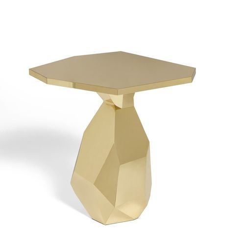 Tavolo d'appoggio contemporaneo - ROCK - Ginger & Jagger - in ottone / con supporto in ottone / ovale