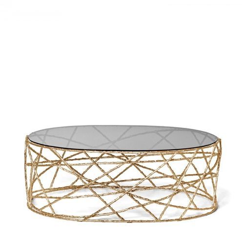 Tavolino basso contemporaneo - ROSEBUSH - Ginger & Jagger - in ottone / con supporto in metallo / rotondo