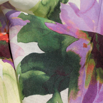 Tessuto per tende - LINO GISELLE - Foresti Home Collection Group srl - a fiori / in lino