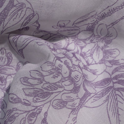 Tessuto per tende - LINO GLICINE DELAVE' - Foresti Home Collection Group srl - a fiori / in poliestere / in lino