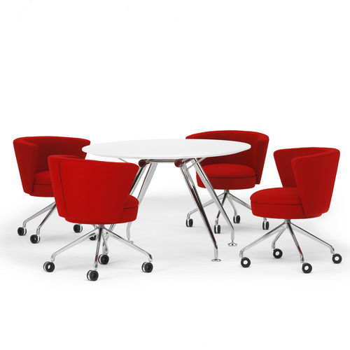 Tavolo da riunione contemporaneo - .SUN - Spiegels - in legno / in vetro / con supporto in acciaio cromato