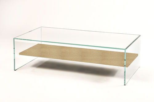 Tavolino basso contemporaneo - ZEN11 : TRANSPARENCE  - ADENTRO - impiallacciato in legno / in vetro temprato / rettangolare