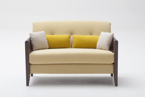 Divano contemporaneo - RESIDENT - ADENTRO - in pelle / beige / in faggio